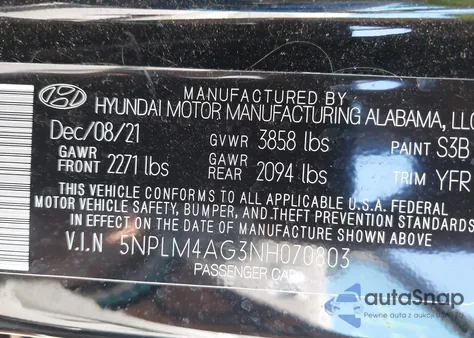 2022 Hyundai Elantra Sel from USA, damaged, VIN 5NPLM4AG3NH070803